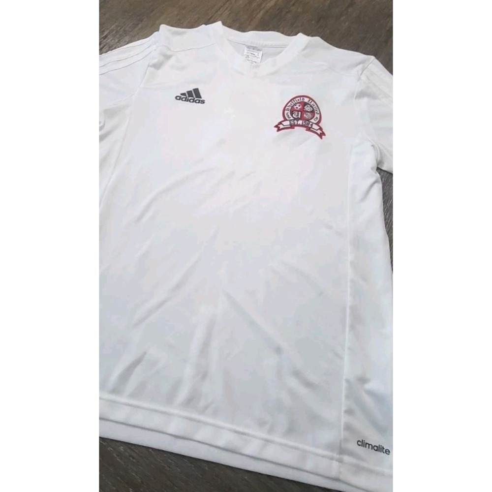 adidas Climalite Sheffield Unite Short Sleeve Shirt Youth XL White Athletic Teen